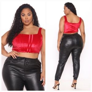 Fashionnova Red Velevet Corset Top. Size 3XL